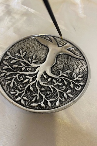 Çubuk Tütsülük İşlemeli Çelik Gümüş Hayat Ağacı Yaşam Ağacı