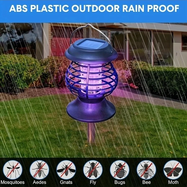 Trendooze Siyah Solar Sessiz Sinek Kovucu Bahçe İçin Yüksek Performanslı