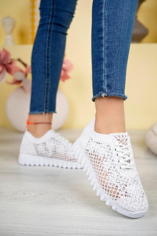Aymood Örgü Desenli Sneakers C Beyaz Tekstil Beyaz