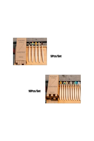Wezone Doğal Bambu Saplı Yumuşak Kıllı Çevre Dostu Diş Fırçası - 10'lu Paket