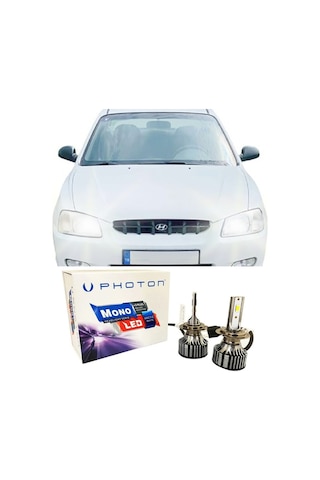 Hyundai Accent Milenyum Led Xenon Uzun + Kısa Far Ampulü H4 Mono Yeni Seri Beyaz 1999-2006
