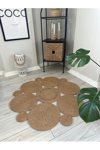 Bohem Jüt El Dokuma Halı Jüt İplik Halı Jüt Doğal Kilim Recycle Kilim Halı Jüt Örme Özel Tasarım Kırcıllı