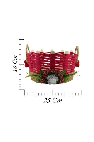 Hasır Sepet Çok Amaçlı Organizer Takı Kutusu Komodin Banyo Kullanımı Kırmızı