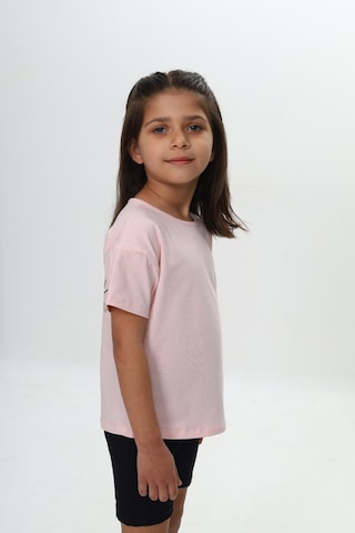 Toontoy Kids Toontoy Kız Çocuk Göğsü Çok Kalp Baskılı Tişört Pudra