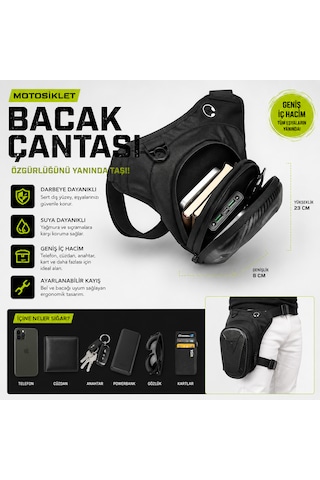 Motosiklet Bacak Çantası Su Geçirmez Suya Dayanıklı Telefon Cüzdan Anahtar Çantası Ayarlanabilir Bel Bacak Çantası Gri - Siyah