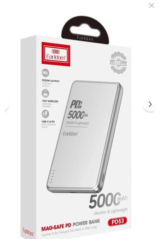 Earldom Pd53 5.000 Mah 15w Kablosuz Şarj Ve 20w Type-c Çıkışlı Pd Hızlı Şarj Powerbank - Gümüş 1