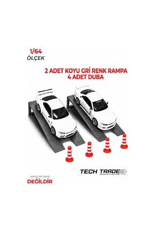 1/64 Ölçek Diorama 2 Adet Koyu Gri Rampa + 4 Adet Duba