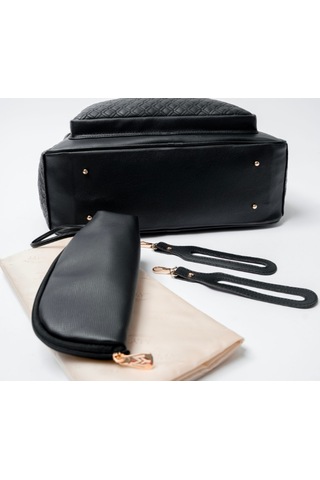 M&y Collection Zelina Deri Bebek Bakım Çantası Siyah-12605 Siyah