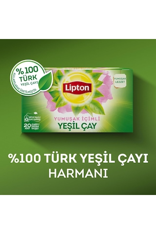 Lipton Yumuşak İçim Bardak Süzen Poşet Yeşil Çay 20'li Paket X 4 Adet