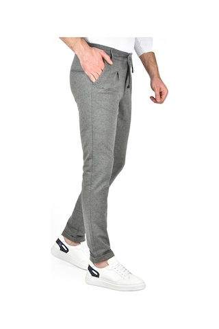 Deepsea Erkek Gri Beli Lastikli Slim Fit Likralı Duble Paça Penye Spor Pantolon 2502385 Gri