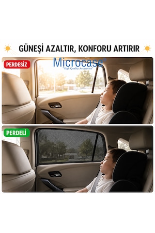 Microcase Pratik Geçmeli Oto Yan Cam Perdesi Araba Arka Güneşlik 2 Adet Al5624 1