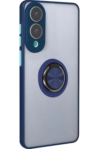 Gld-spt- Newface Samsung Uyumlu Galaxy S25 Edge Kılıf Montreal Yüzüklü Silikon Kapak - Lacivert