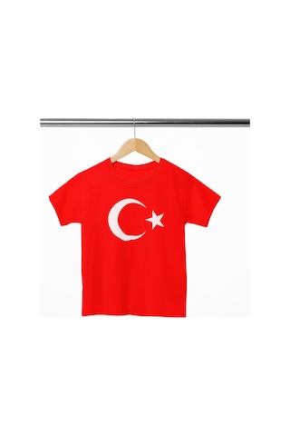 Magors Stil-x Türk Bayrağı Baskılı Bisiklet Yaka Genç Ve Çocuk Tshırt Kırmızı