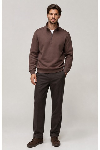 Redline Runi Basic Regular Fit Pamuklu Kışlık Sweatshirt Kahve