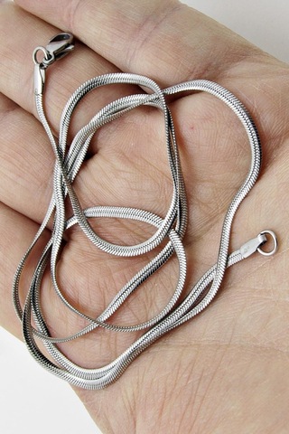 Yassı Model Snake Yılan Kolye Erkek Çelik Kolye Zincir Eck03 (374690265) Beyaz