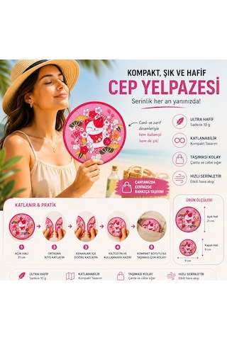 Bakgelal Katlanabilir Cep Yelpazesi 21 Cm Kılıflı Kore Yelpazesi Ultra Hafif, Katlanabilir, 10 Farklı Desen Seçeneği Plaj, Seyahat, Festival Ve Günlük Kullanım İçin - 03-11-000016