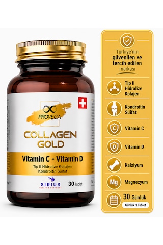 Provega Collagen Gold Kolajen MSM Vitamin C ve D Vitamin 30 Kapsül