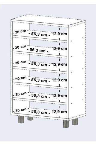Kenzlife Ayakkabılık Başmak6 Byz 98 060 30 Kapaksız 6 Raflı 18 Çift Ayakkabı Kapasitesi Ahşap