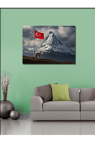 Kanvas Tablo Türk Bayrağı Ve Dağ