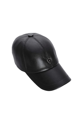 Tamer Tanca Erkek Hakiki Deri Siyah Şapka 524 Emr Beyzbol Sapka Sıyah Siyah