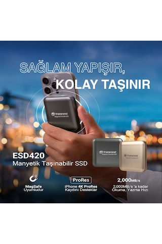 Transcend Ts1tesd420g 1tb, Usb,type C, 20gbps, 2000mb/s Magsafe Taşınabilir Harici Ssd - Gold
