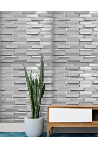 Tek Parça 70x500cm 1 Adet Gri Piramit Opak Model Yapışkanlı Ev Ofis Salon Duvar Paneli Kağıdı Nw65