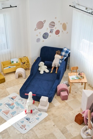 Funbed Yeni Nesil Montessori Çocuk Yatağı & Oyun Alanı Yıkanabilir Sıvı Geçirmez Lacivert - 836527200