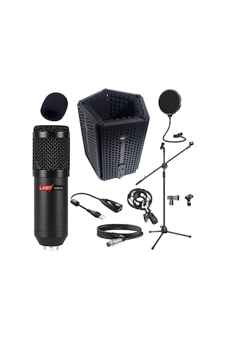 Lastvoice BM800PF Mikrofon Yalıtım Paneli Stand Filtre Shock Mount Set