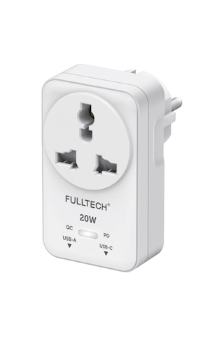 Fulltech Ftr-27 20w Pd Hızlı Şarjlı Akım Korumalı Kompakt Priz Beyaz Usb-c & Usb-a Çıkışlı 2500w G Kablosuz