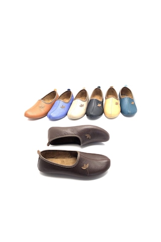 Deritarz Hakiki Deri Hac Umre Tavaf Patiği Ve Ev Ayakkabısı Kahve Kahverengi