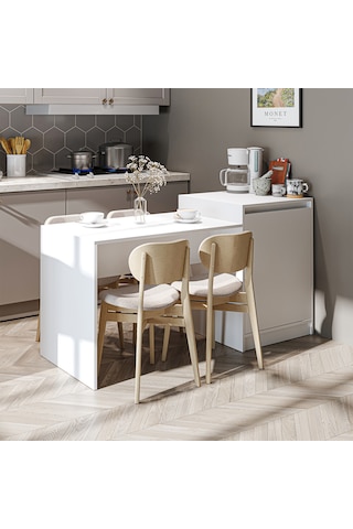 Milano Bar Masası Dolaplı Yüksek Mutfak Yemek Masası, Bar Masa