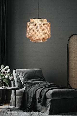 Sinnerlig Bambu Avize 40cm- İskandinav, Modern, Bohem, Rattan Avize, Aydınlatma Bambu