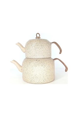 8250 Andıamo - L Boy - 4 Parça - Bio Granit, Sağlıklı Pfoa, Ptfe Free Çaydanlık Seti Kum Beji Bej