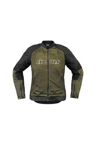 Icon Womens Overlord 3 Mesh Camo Korumalı Kadın Motosiklet Montu Siyah Yeşil