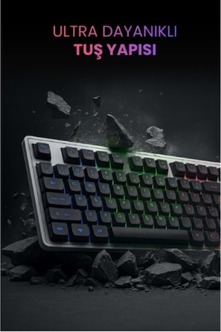 Kablolu Işıklı Gaming Standart Türkçe Q Klavye Ve Mouse Seti