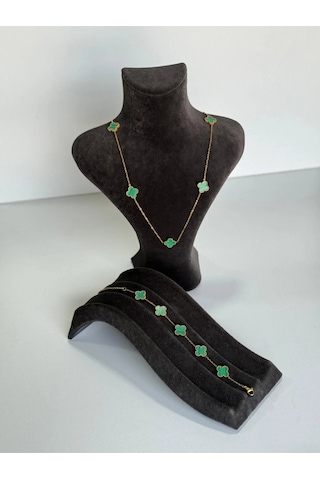 T-blk-01 Gold İçi Yeşil Gonca Bileklik Yeşil