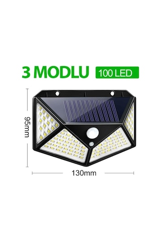 Sge Teknoloji Siyah Solar Güneş Enerjili Hareket Sensörlü 4 Taraflı Bahçe Garaj Ev Aydınlatma Lambası