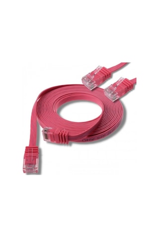 Irenis CAT6 Kablo Yassı Ethernet Network Lan Ağ İnternet Kablosu 1 M Fuşya