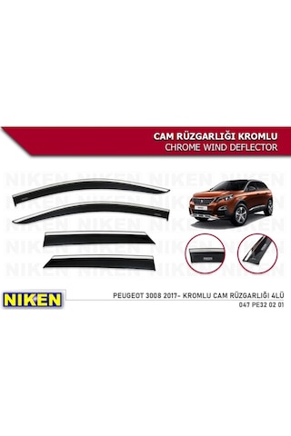 Niken Peugeot 3008 2017 Kromlu Cam Rüzgarlığı 4 Lü