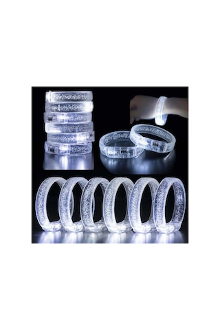 Beyaz-gümüş Led Işıklı Baskı Yapılabilen Pilli Bileklik Bilezik 1,5 Cm Genişlik Diğer