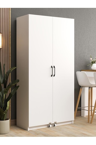 Kuzeylife Novensa Çok Amaçlı Erzak-kiler Dolabı İki Kapaklı Beyaz Beyaz