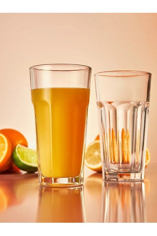 Pasabahce 365 Ml Cam Bardaklar 2'li Set, Kırma Desenli, Yüksek Tasarım 168635344 Beyaz