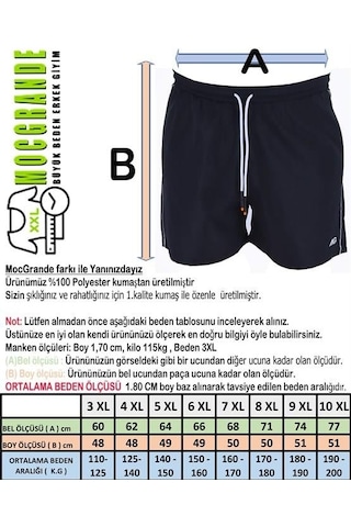 Mocgrande Erkek Büyük Beden Deniz Şortu Baskılı 26608 Su Yeşili