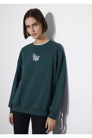 Mavi - Yılbaşı Temalı Yeşil Sweatshirt 1s10500-71932 Yeşil