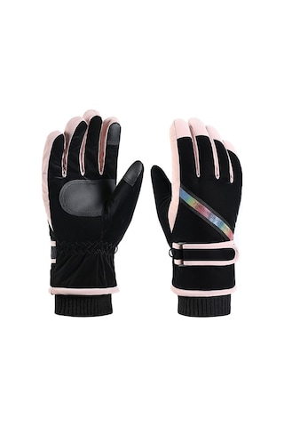 Kayak Eldivenleri Artı Kadife Sıcaklık Açık Binicilik Eldivenleri Siyah Black Siyah