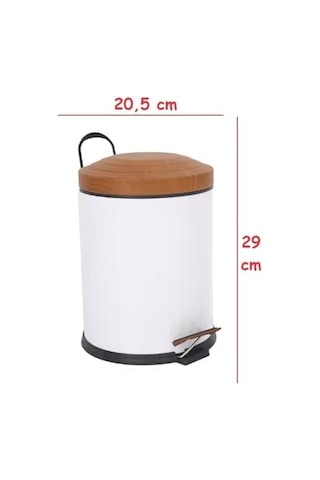 - 16 Lt Ahşap Desen Vintage Serisi Amortisörlü Çöp Kovası - Kutusu, Banyo, Mutfak, Tuvalet, Balkon Beyaz, 5 Litre Siyah