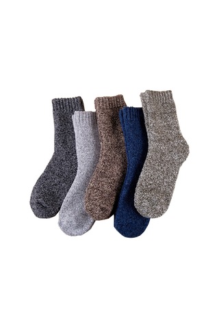 Qingmipy Kışlık Erkek Yün Çorap - Kalın, Sıcak Tutan, 38-44 Beden, Kahverengi