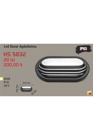 20w Led Duvar Aydınlatma, Günışığı, Siyah Kasa Hs 5832 Siyah