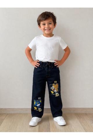 Kaizer Jeans Siyah Tom Desenli Çocuk Pantolonu