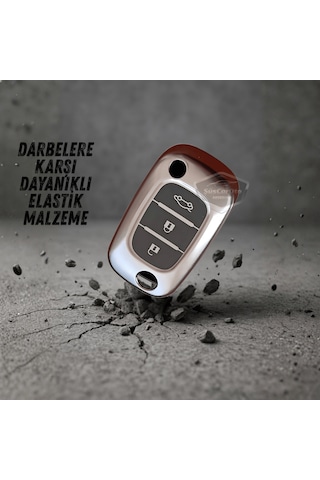 Renault Fluence Megane Clio Kangoo Master Modus Twingo Uyumlu Silikon Anahtar Kılıfı Oto Anahtar Kabı Darbe Emici Anahtarlık Koyu Titan Gri 00 Şüscaroto Aksesuar